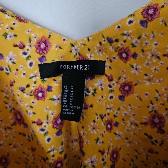 Forever 21 Tank Top Floral Print Casual Trendy Summer Yellow Vacation - Picture 6 of 7